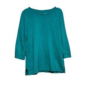 Chico's The Ultimate Tee Green Teal Button Back Top - Cotton Modal - Size 0 (S)
